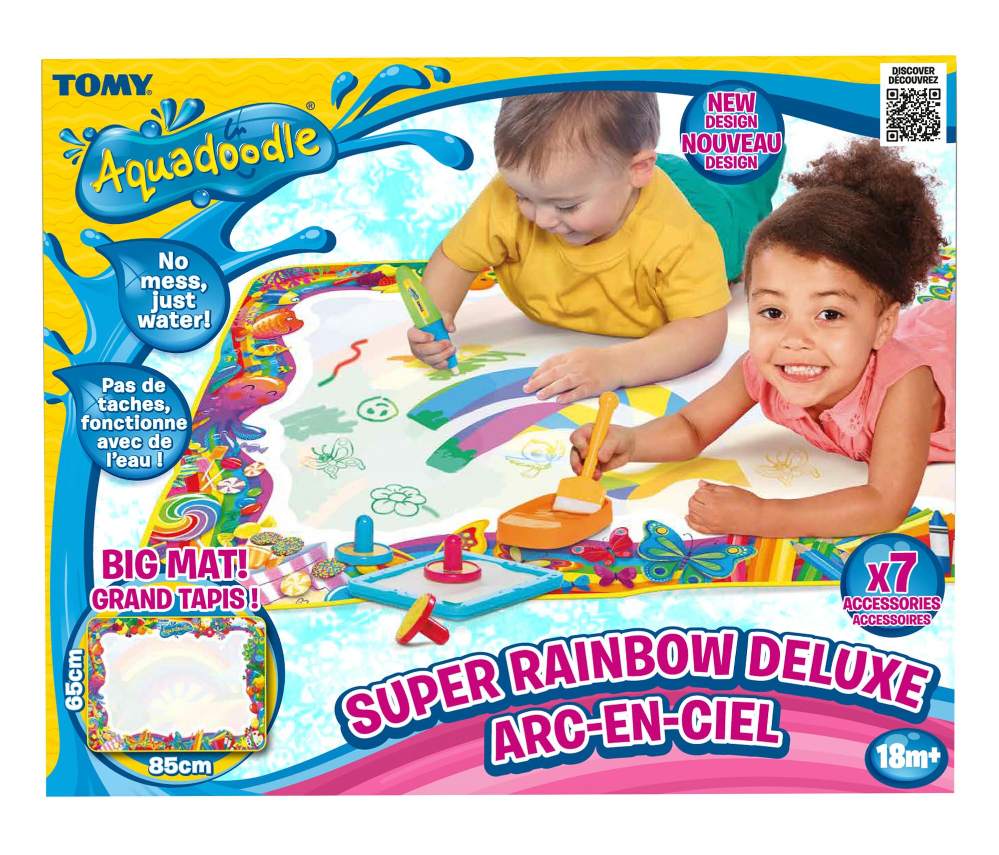 Aquadoodle Super Rainbow Deluxe Large Water Doodle Mat, Official Tomy No Mess Colouring & Drawing Game, Suitable Toddlers and Children,18 Months+