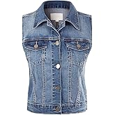 Design by Olivia Women's Classic Sleeveless Stone Wash Distressed Denim Vest