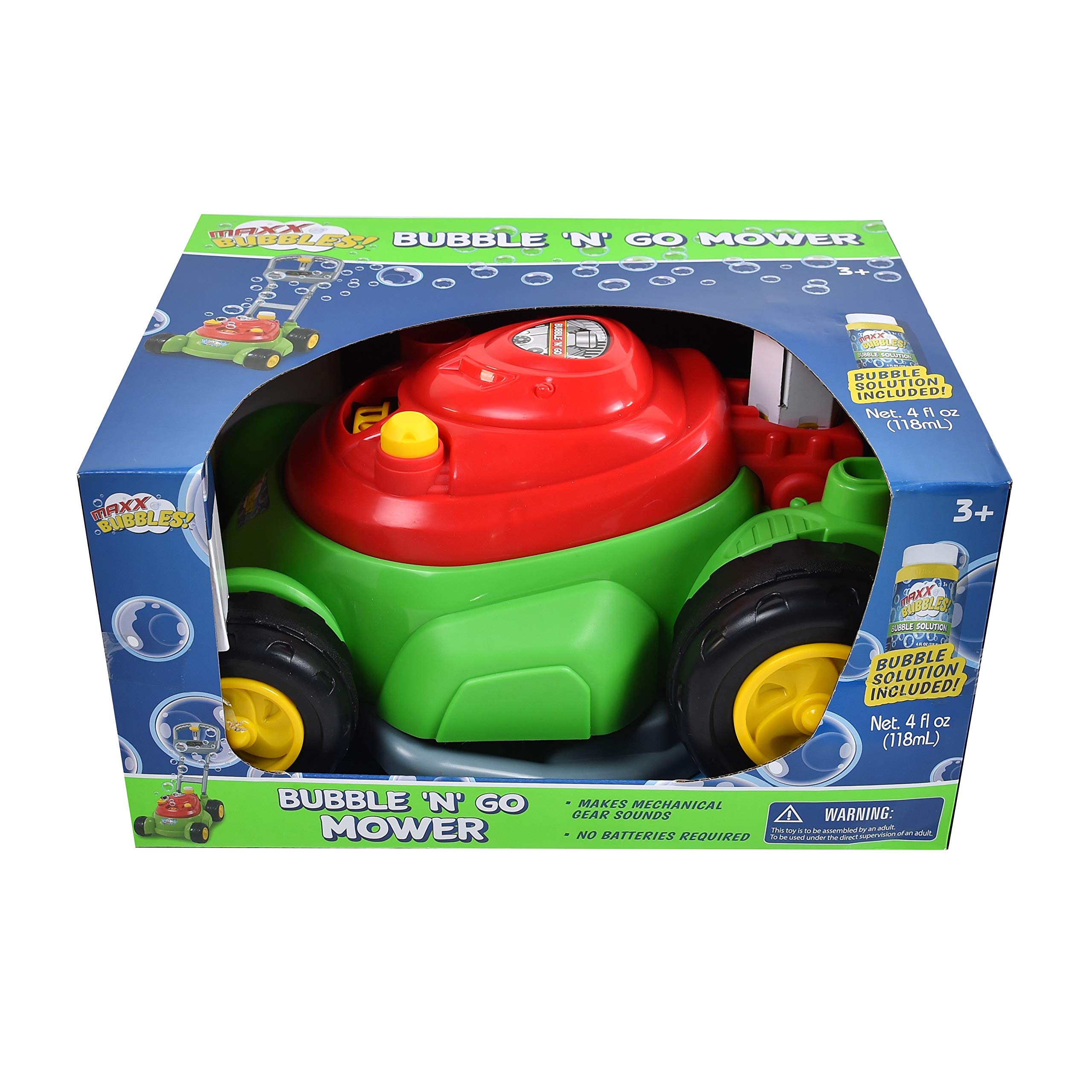 Sunny Days Entertainment Maxx Bubbles Bubble-N-Go Toy Mower with Refill Solution, Red