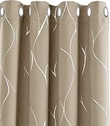 Deconovo Taupe Wave Foil Printed Blackout Curtains Eyelet Pair W52x63