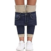 KDF Women's Brown Fleece Lined Winter Jeans