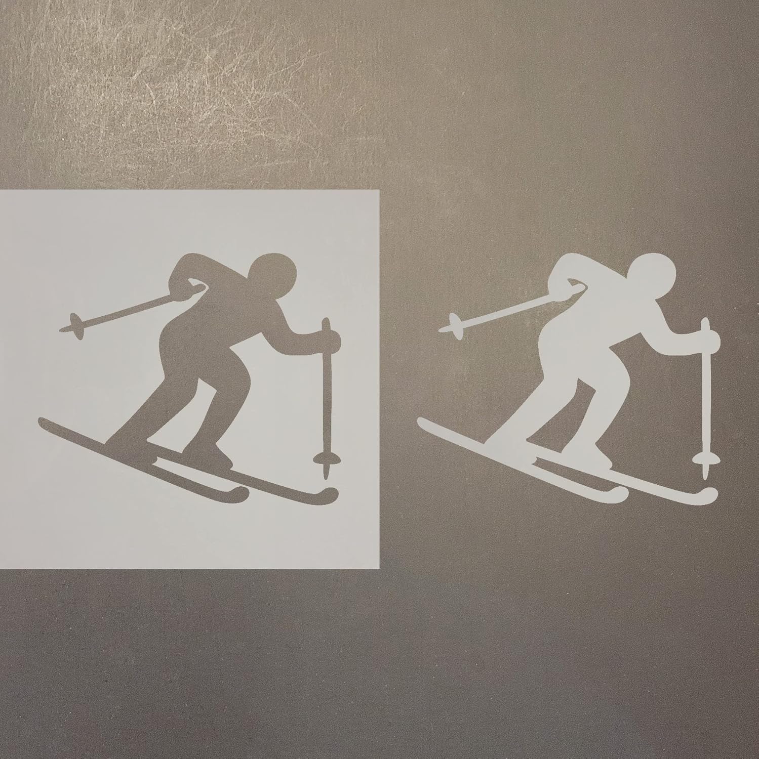 Mixed Media - Skier Reusable Mylar Stencil - Art Craft Supplies 4 Inch