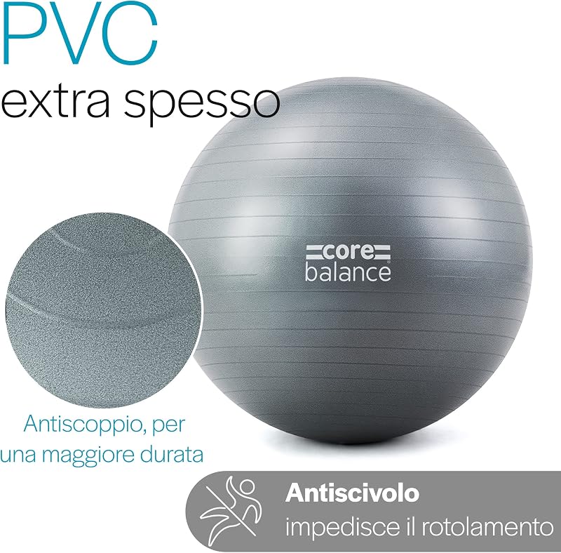 Palla da Ginnastica Anti-Scoppio, Grigio, 55 cm