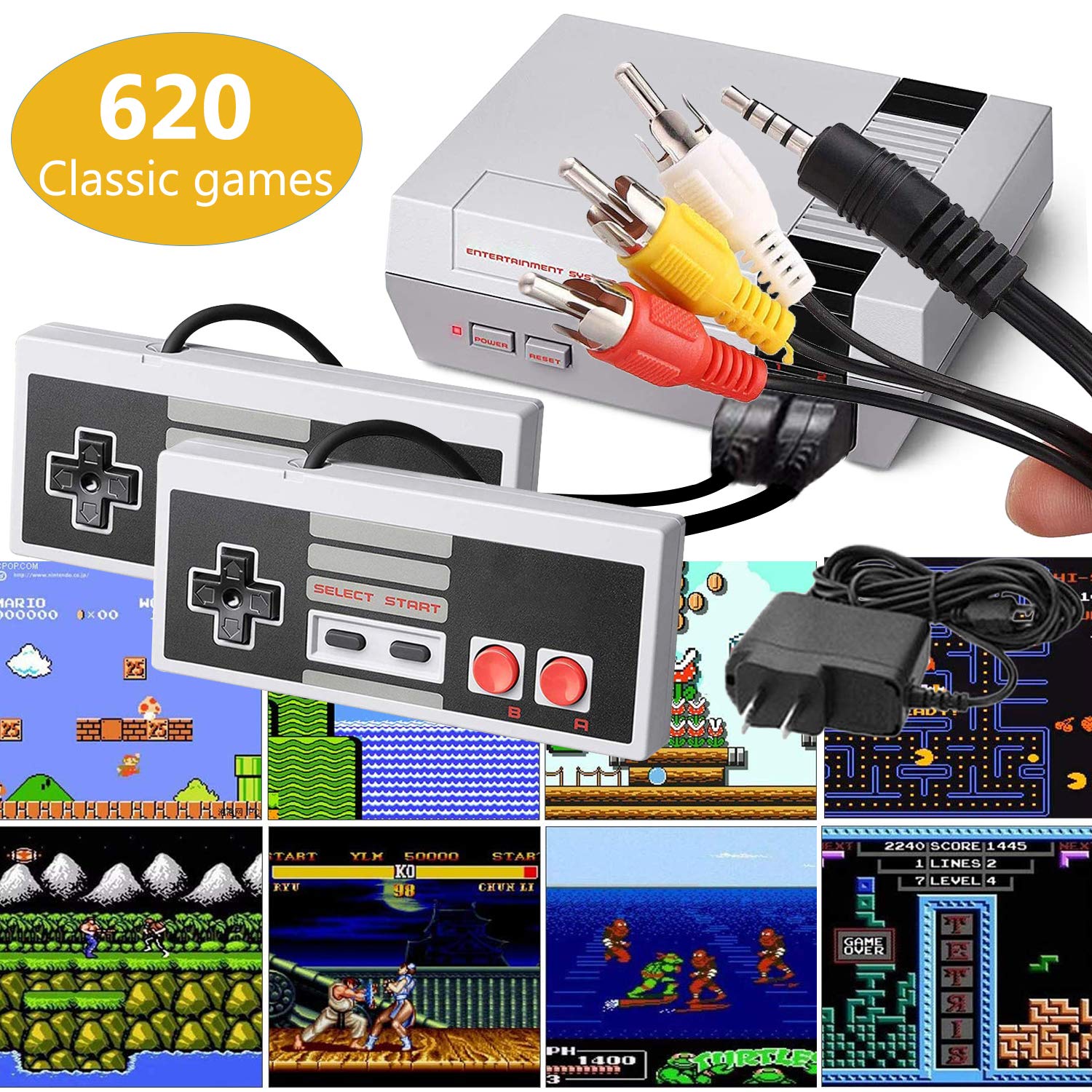 Classic Mini Retro Game Console 1980's Game with Built-in 620 Games and 2 NES Classic Controllers,AV Output,Children Gift,Birthday Gift Happy Child Memories Suitable ordinary pixel TV,not for 4K HD TV: Video Games