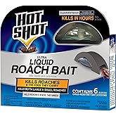 Hot Shot Ultra Liquid Roach Bait 6 Count, Kills In Hours, 1 Pack | Kills Large &amp; Small Roaches, Place Bait Stations Where Roaches Have Been Seen, Clear Non-Staining Formula