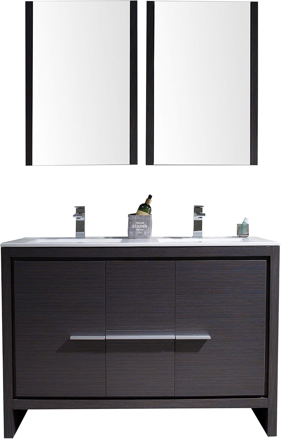Amazon Com Blossom Milan 48 Inches Double Bathroom Vanity Mdf Ceramic Sink With Mirror Medicine Cabinet Silver Grey 014 48 16 Dmc Kitchen Dining