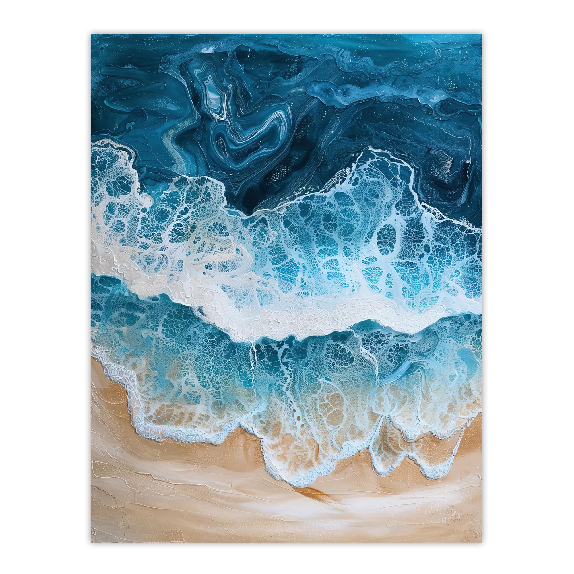 Artery8 Sea Foam on Sandy Beach From Above Calm Zen Bathroom Extra Large XL Wall Art Poster Print