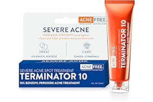 AcneFree Terminator 10 Acne Spot Treatment with Benzoyl Peroxide 10% Maximum Strength Acne Cream Treatment, 1 Ounce - Pack Of 1