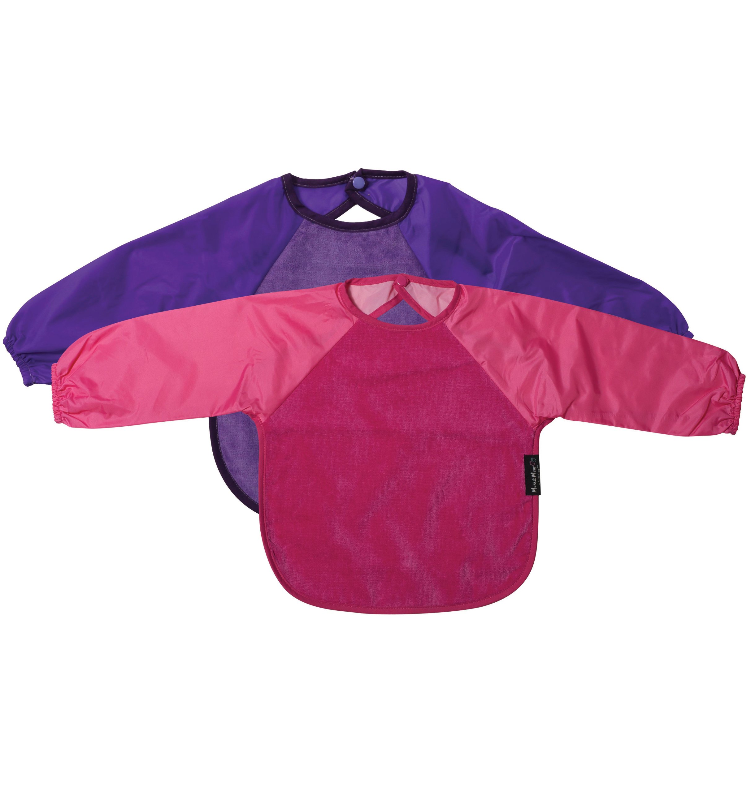 Mum2Mum 18-3Yrs Sleeved Wonder Bib Multipack in Purple/Cerise