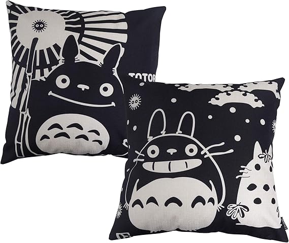 Elviros Lino y Algodón Blend Decorativo Funda de Cojínes 45x45 cm [18x18 Pulgadas] - Totoro [Conjunto de 2]: Amazon.es: Hogar