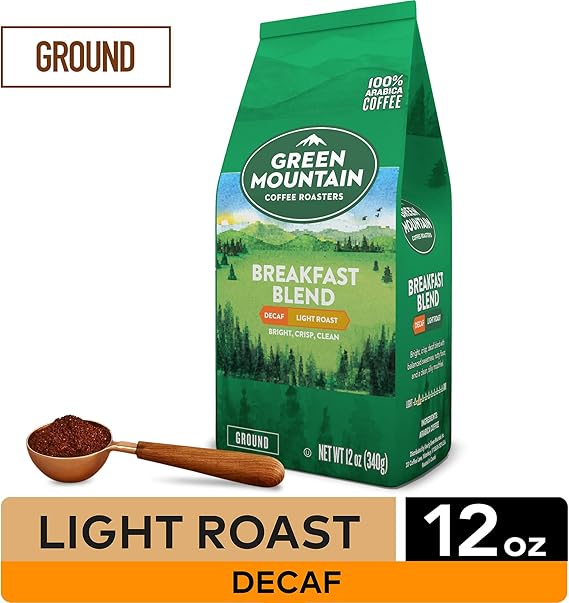 Green Mountain Coffee Breakfast Blend Decaf Ground Light Roast, 12