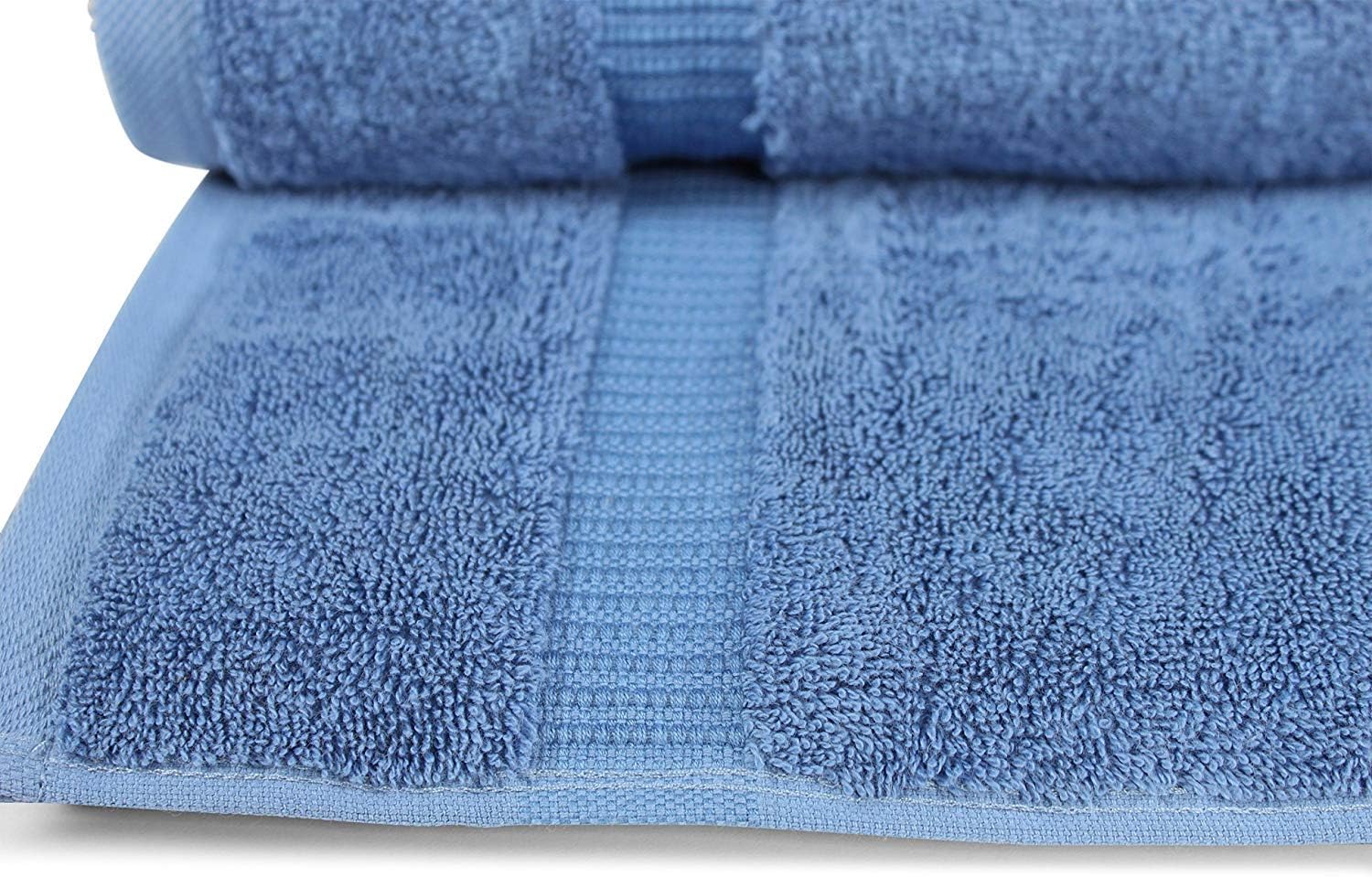 SALBAKOS Turkish Cotton Large Bathroom Hotel Towel Set - Shower | Toallas De Baño, 700 GSM, 27 by 54 Inch, Pack of 4, Blue: Kitchen & Dining