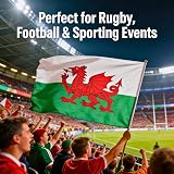 SHATCHI 5ft x 3ft Wales Welsh Dragon Flag Polyester with 2 Eyelets view 4