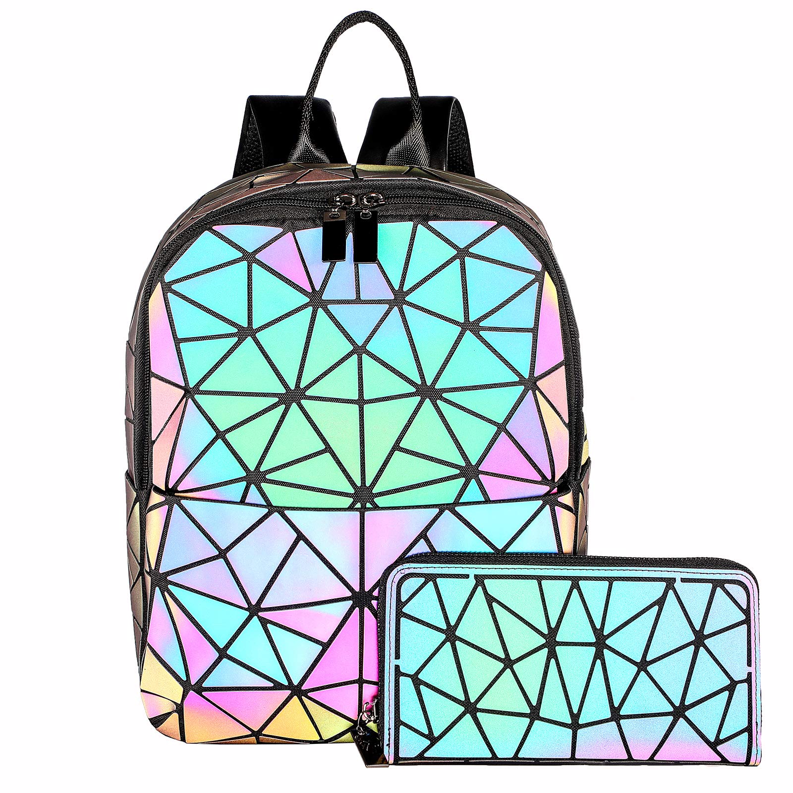 Photo 1 of LOVEVOOK Geometric Luminous Purses and Handbags for Women Holographic Reflective Backpack Crossbody Bag Wallet