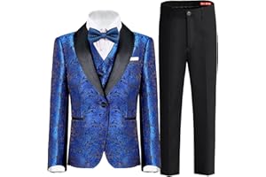ELPA ELPA Boys Tuxedo Suit Set Kids Floral Tuxedo for Boys Youth Tuxedo Suit Set Slim Fit Tuxedo Suit