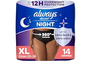 Always Discreet Adult Incontinence Overnight Underwear for Women, XL, Up to 100% Bladder Leak Protection, 14 Count