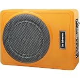 litillbuly 10 Inch 1200W Orange Car Subwoofer,Slim Under Seat Car Subwoofer Powered, High/Low Level Input, Car/Truck Car Audio Subwoofer Sub Built in Amplifier
