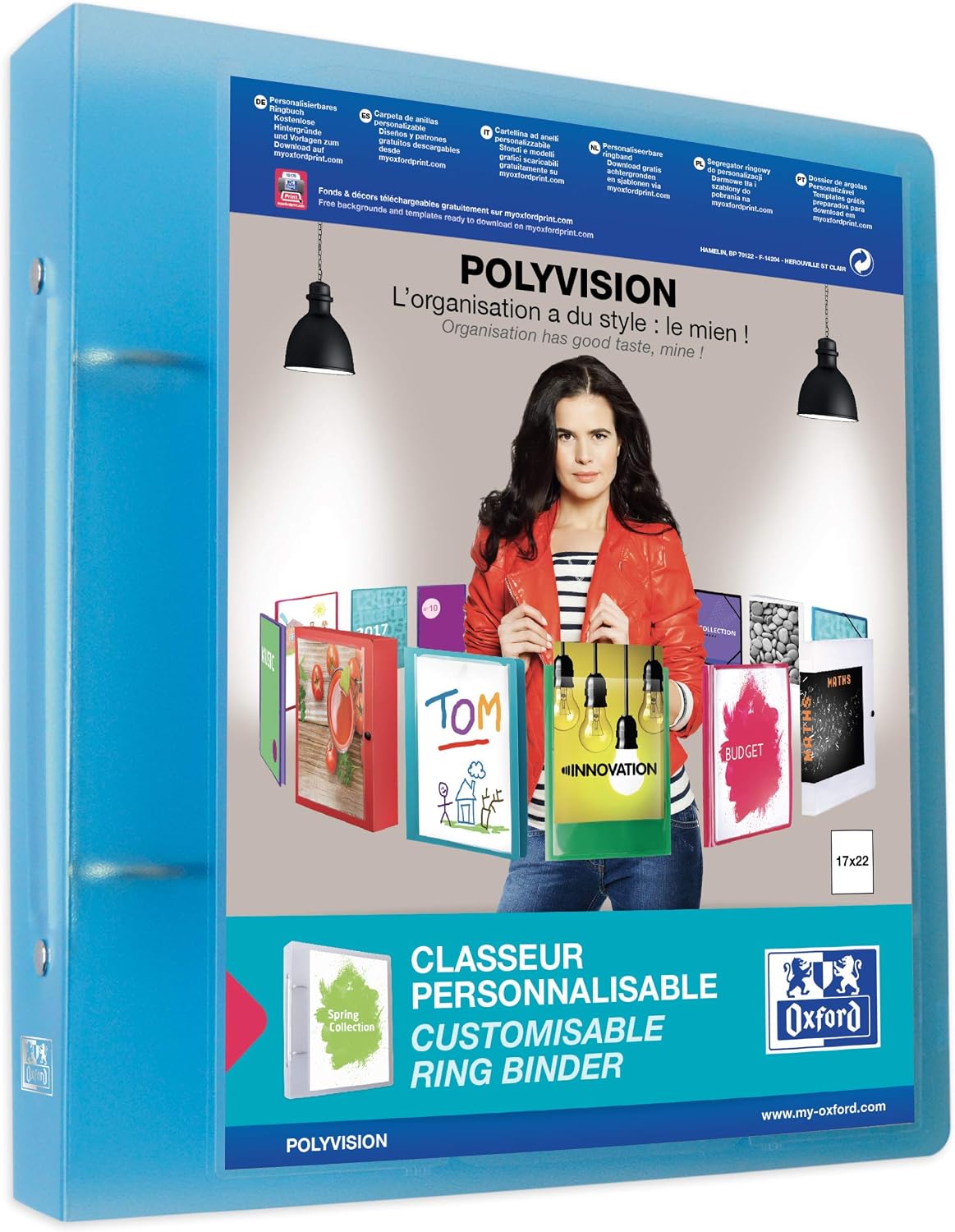 Elba Polyvision Ring Binder 17 x 22 cm Blue/Pink, Incolore Bleu ou Rose, 17x22 - Dos 40mm