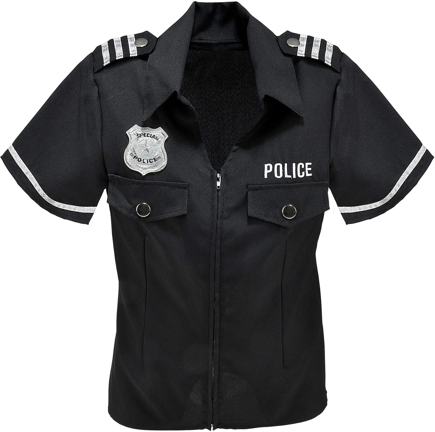 Widmann - Costume Blouse Police Officer Carnival Theme Party, Black, S-M - Image 4