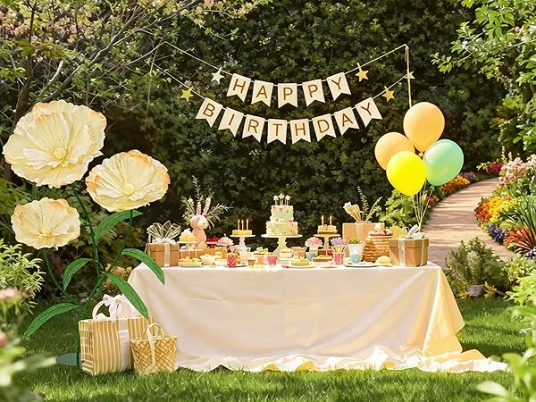 LJIE-HOUSE GIANT FAKE FLOWERS 5.77FT – LIGHT YELLOW EASTER LARGE PAPER FLOWERS 3D ARTIFICIAL FLORAL WEDDING DECORATIONS FOR BIRTHDAY PARTY OUTDOOR BANQUET EVENT HOME BACKDROP DECOR