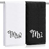 Tingjoo 2 Pcs Mr. and Mrs. Hand Towels 100% Cotton Embroidered Bathroom Towel Wedding Mr. and Mrs. Gift for Valentine's Day Couple, Anniversary Bathroom Decor 29 x 13 Inch