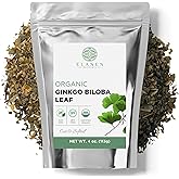Organic Dried Ginkgo Biloba Leaves 4 oz (113g), USDA Certified Organic Ginkgo Leaf Herb Tea, Ginko Biloba Tea, Gingko, Cut and Sifted