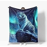 Tiger Blanket Warm Plush Flannel Wildlife Tigers Throw Blanket Super Soft Fleece Cozy Fuzzy Tiger Stuffed Blanket Gifts for Kids Teens Adults Room Decor 40"X50"