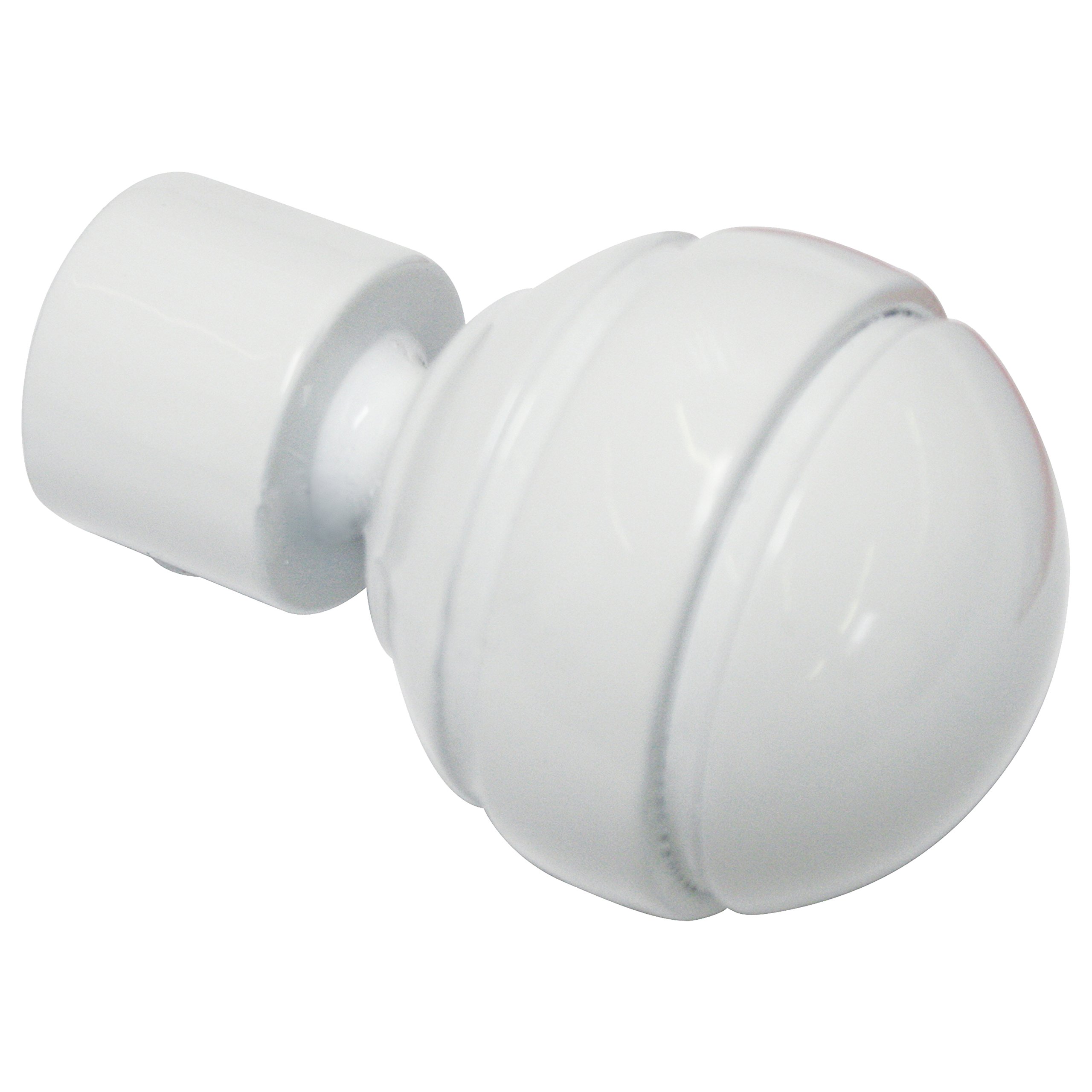 Gardinia End Caps for Curtain Rods, 2 x Finial Ball, Chicago Series, Metal, White, 20 mm Diameter — image 1