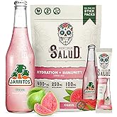 Salud x Jarritos 2-in-1 Hydration Packets + Immunity Electrolytes Powder, Guava - Agua Fresca Drink Mix, Elderberry, Dairy & Soy Free, Non-GMO, Gluten Free, Vegan, 1g Sugar (15 Servings)