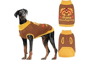 HUMLANJ Thanksgiving Knitted Dog Turtleneck Sweater Dog Sweaters Turkey Warm Pullover Sleeveless with Leash Hole for Puppy Doggy Doggie Yorkshire Chihuahua Pug(XL)