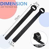 ARMIZ 60 x Reusable Cable Ties Black Adjustable Hook & Loop Cable Straps view 2