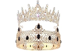 4 Pcs Gold King Crown Tiara Crowns for Men Women Prom King and Queen Crowns with Satin Sash Rhinestone Crystal Crown Tiara Ki