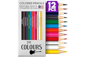 Pun Labs The Colours Colored Pencil Set for Beatles Fans – 12 Beatles-Inspired Parody Pencils, Soft Core for Adult Coloring, Artist Set, Professional Coloring Pencils – an Ideal Beatles Fan Gift