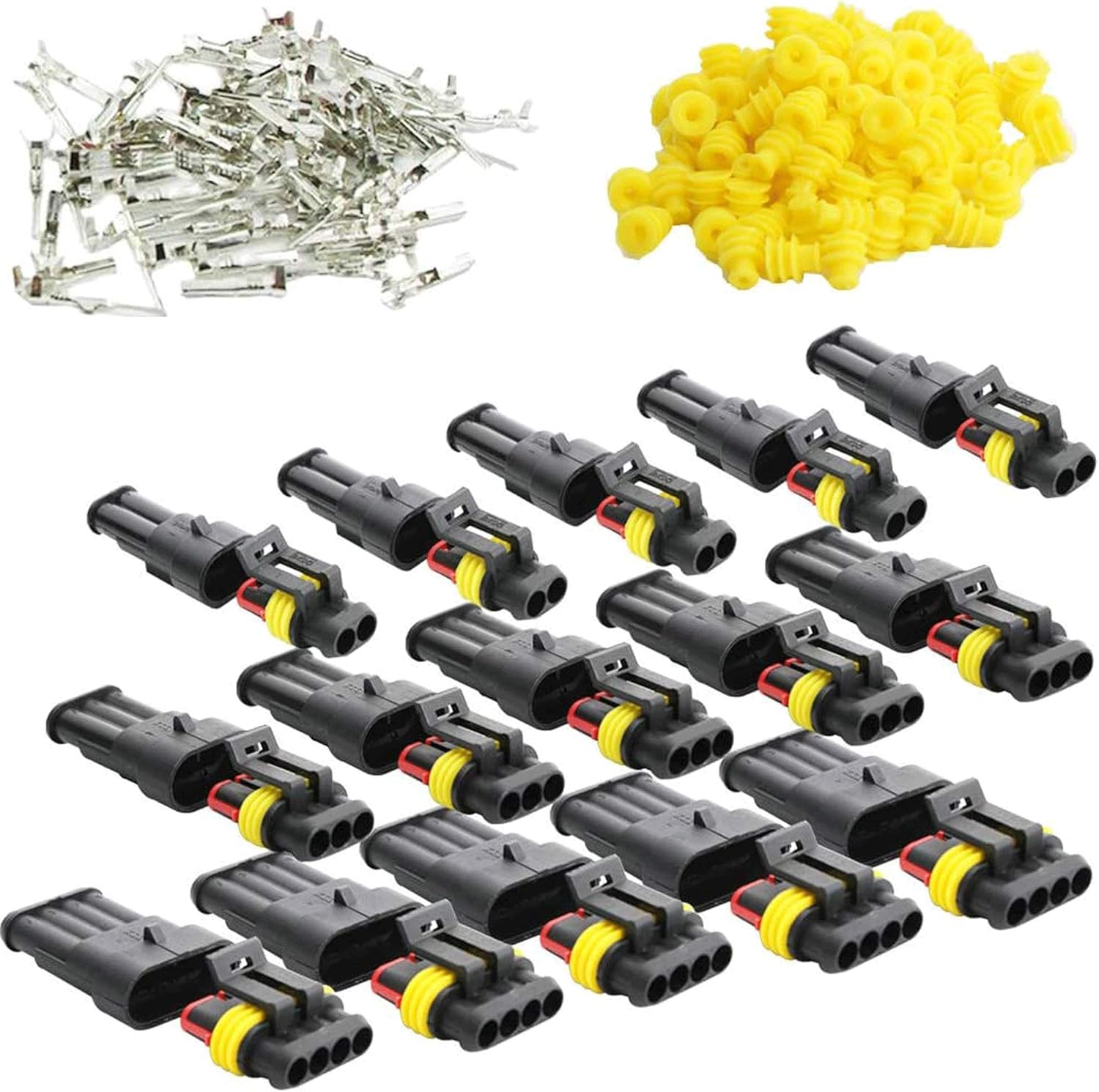 Waterproof Electrical Terminal 2 Pin × 5, 3 Pin × 5, 4 Pin × 5 15 Kit