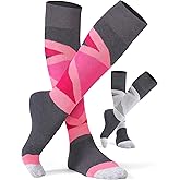 CS CELERSPORT 2/3 Pack Ski Socks for Womens and Mens with Full Cushion, Wool Winter Warm Socks for Skiing Snowboarding