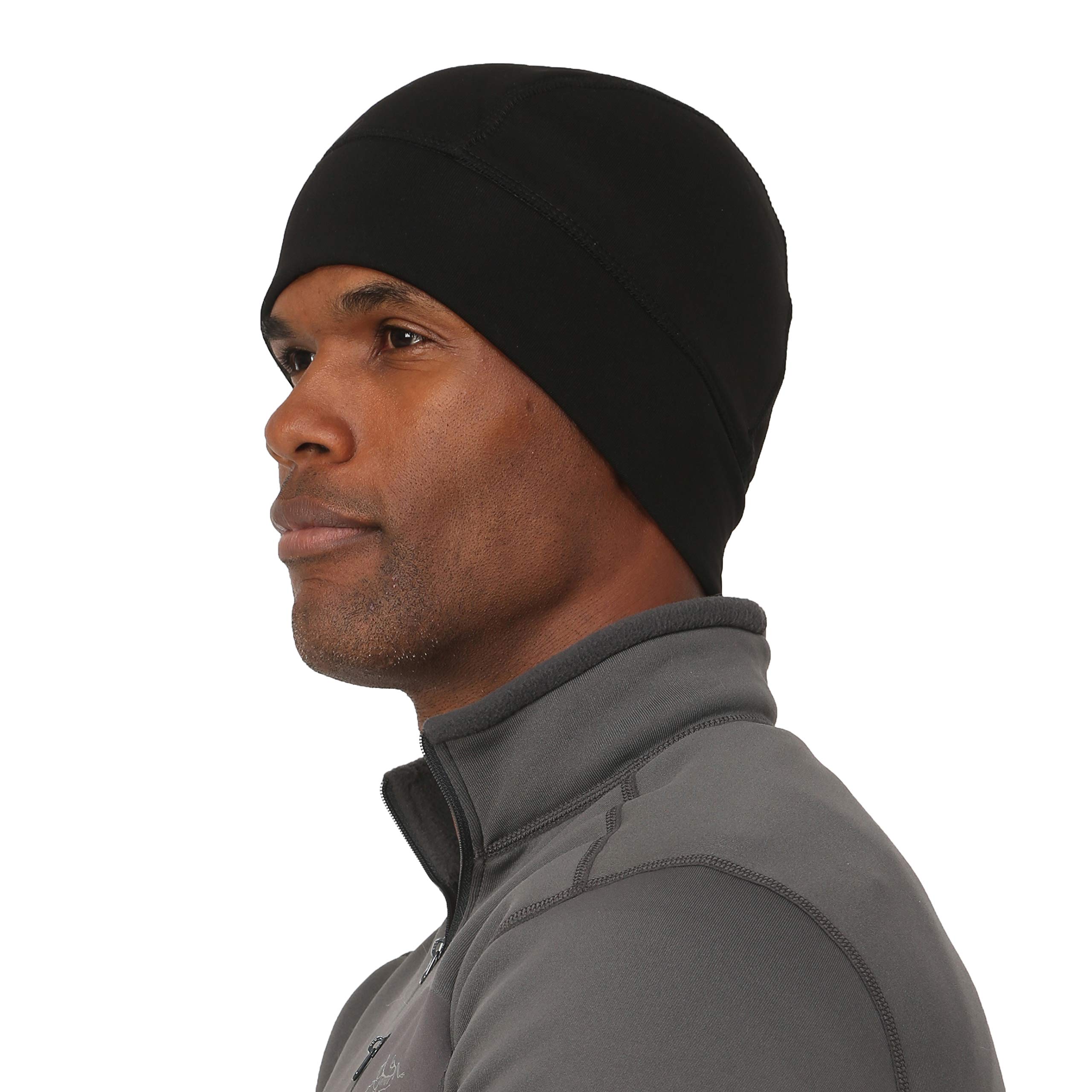 TrailHeads Men’s Power Cap - 4-Way Stretch Skull Cap - Black