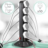 Duronic ST10B Surge Protected 10 Way Tower Extension Lead UK 2m Cable view 3
