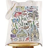 WZMPA New Orleans Travel Tote Bag - Louisiana Souvenir Gift - Reusable Grocery Bag