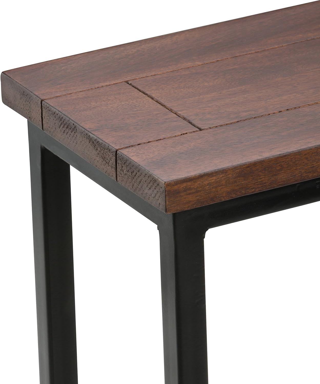 Simpli Home Skyler Solid Mango Wood and Metal 18 inch wide Rectangle Industrial C Side Table in Dark Cognac Brown, Fully Assembled, for the Living Room and Bedroom: Furniture & Decor