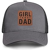 Girl Father Daddy Dad hat Gifts Fathers Day Birthday Christmas for Dad Papa from Daughter Son Black Trucker Leather Patch Hat