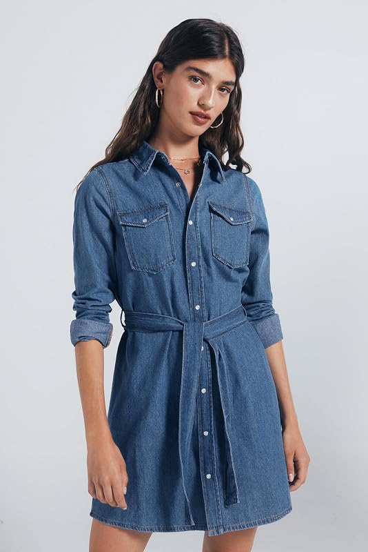 Nueva Camisa De Estructura con Bordado De Árboles, Azul, 34