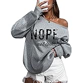 Hilinker Women's Off Shoulder Sweatshirt Oversized Pullover Cute Long Sleeve Tops