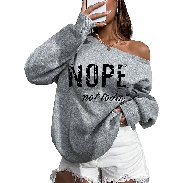 Remidoo Womens Off The Shoulder Sweatshirt Drop Shoulder Oversized