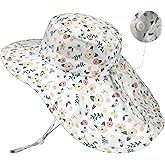 HONGTEYA Baby Toddler Sun Hat Summer Adjustable Bucket Hats with UPF 50+ Wide Brim for Kids Boys Girls 1-12 Years