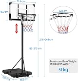 Yaheetech Portable Basketball Stand 28in Backboard Adjustable 182-213cm view 3
