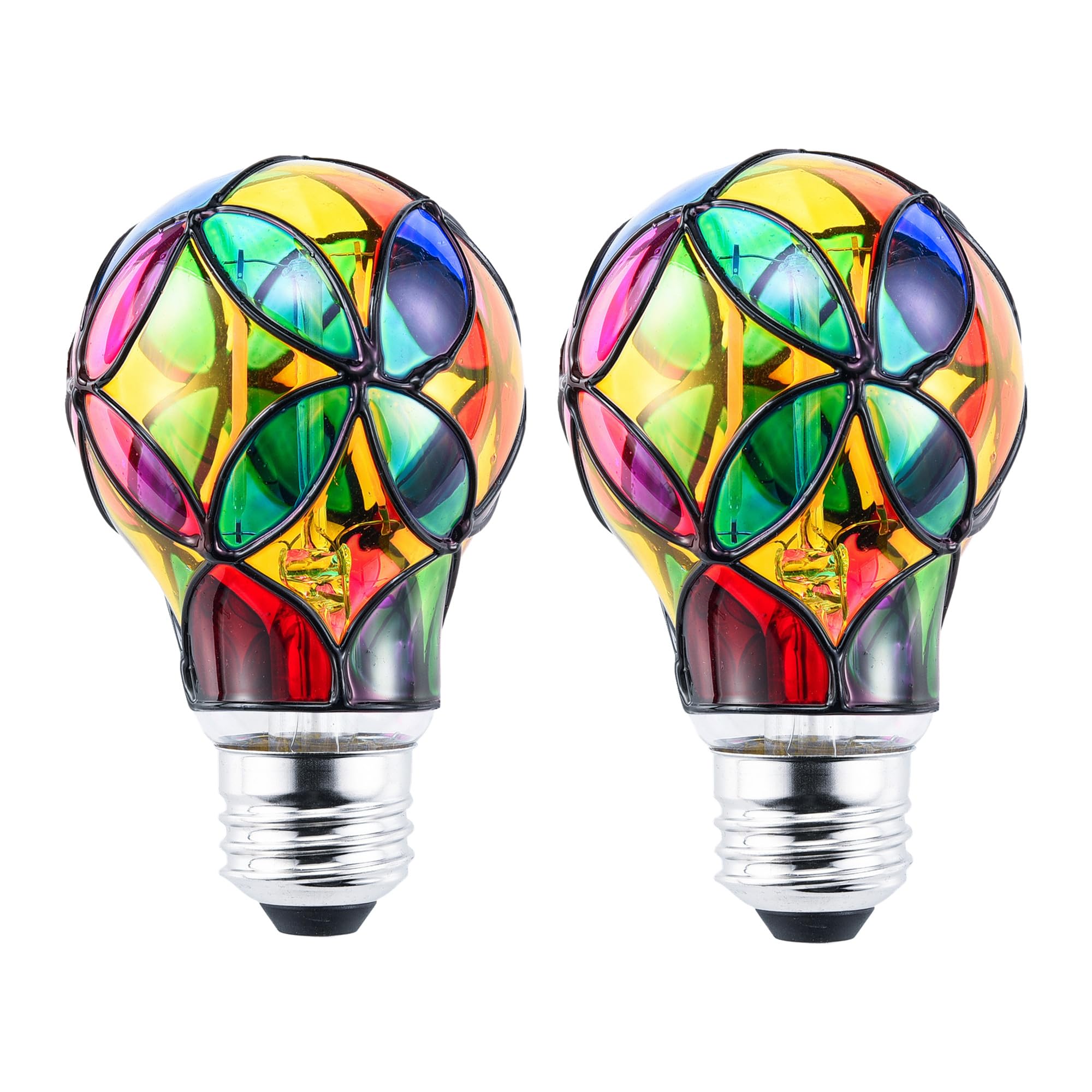Lpraer 2 Pack E27 Edison Stained Glass LED Light Bulb Replacement for Table Lamp, Chandelier, Floor Lamp Bedroom Living Room Home Christmas Decoration Halloween