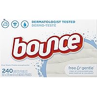 Bounce Fabric Softener Sheets, Free & Gentle, 240 Count, White
