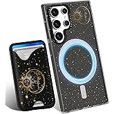 Toycamp for Samsung Galaxy S25 Ultra Case - Compatible with Magsafe Credit Card Holder Wallet Magnetic Cute Women Teen Girls Kawaii Girly Unique Sun Moon Design Phone Cover for Samsung S25 Ultra