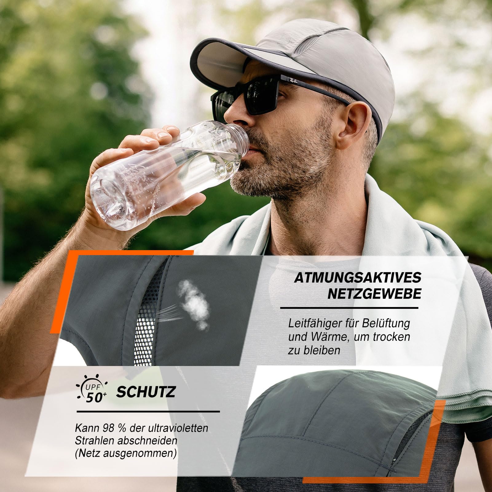 TOP-EX XL/XXL Baseball Cap Herren Atmungsaktiv Sports Running Kappe UV Schutz Basecap Sommer Golf Cap tx89056_Dunkelgrau XL Großer Kopf 4
