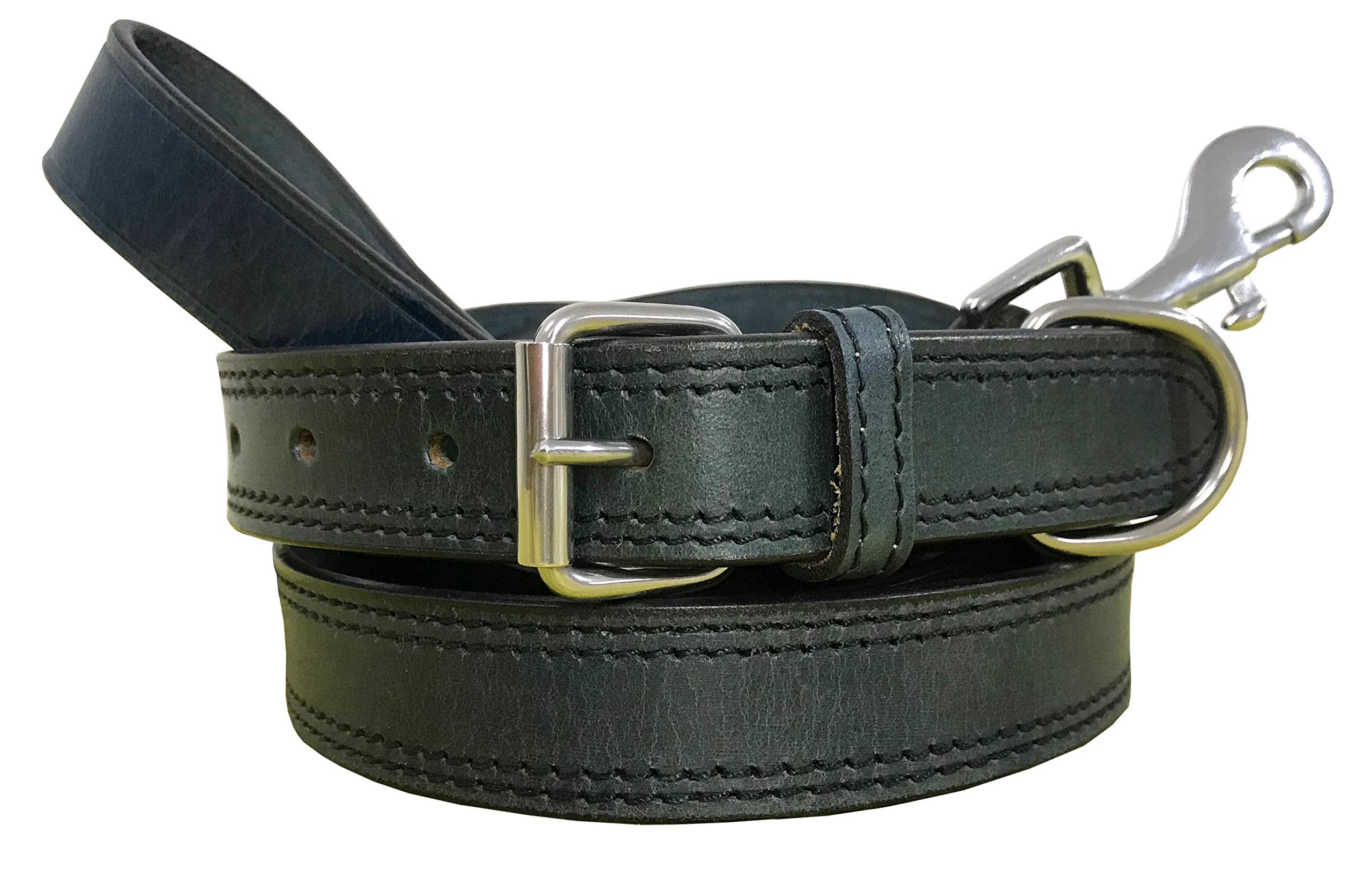 BRADLEY CROMPTON Genuine Leather Matching Pair Dog Collar and Lead Set M
